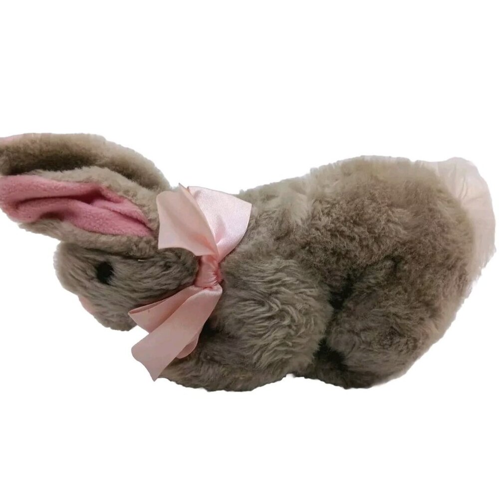 Animal Adventure Bunny Rabbit Gray Pink Plush Stuffed Animal 9” Easter